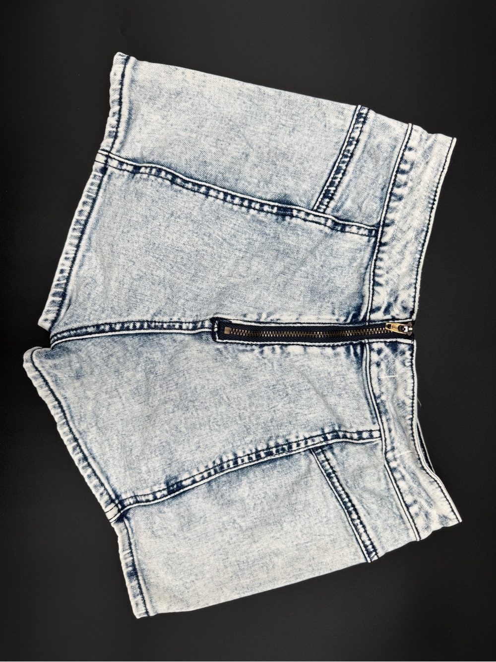 Light Wash Denim Shorts with Front Zip